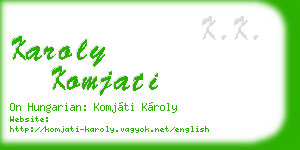 karoly komjati business card